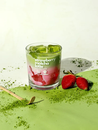 IJskoude aardbeien matcha latte | 3 kaarsen