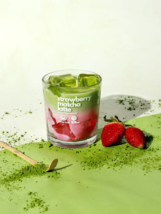 Iced Strawberry Matcha Latte Scented Candles – Set of 3